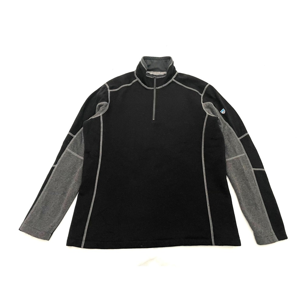KUHL Revel 1/4 Zip Pullover Mens Large Black Fleece Sweater Hiking Outdoor 3007